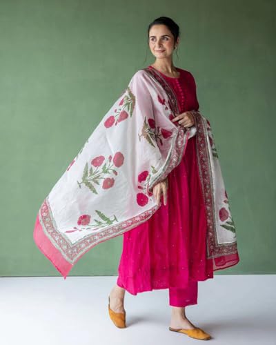 Image of GoSriKi Women's Anarkali Kurta Set with Dupatta |Anarkali Suit for Women |Anarkali Suit for Women Anarkali Suit for Women Cotton | 3 Piece Ethnic Wear for Festival & Party