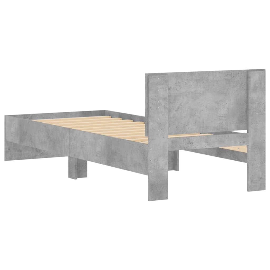 vidaXL Rama łóżka z wezgłowiem, szarość betonu, 90x200 cm, łóżko pojedyncze, łóżko dla gości, rama łóżka z zagłówkiem, łóżko, rama łóżka z wezgłowiem