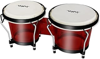 VANPHY Bongo Drum Set for Adults Kids Beginners Professionals, Transparent Chamber Bongo Drums 6