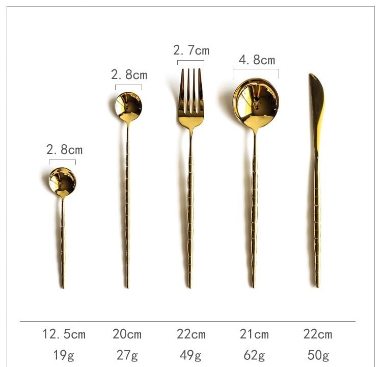 Juego de Cubiertos de Plata, 5/20/30/40/50/60 Piezas, Estilo Retro portugués, de Acero Inoxidable 304 en Oro Rosa. Incluye Cuchillo, Tenedor y Cuchara para Carne. Oro Rosa: 40 Piezas para 8 Personas.