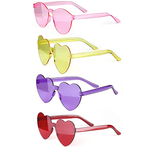 Haichen Gafas de sol en forma de corazón Cat Eye Mod Style Gafas de sol de fiesta Gafas retro sin montura transparentes para mujeres y niñas (C) Cover