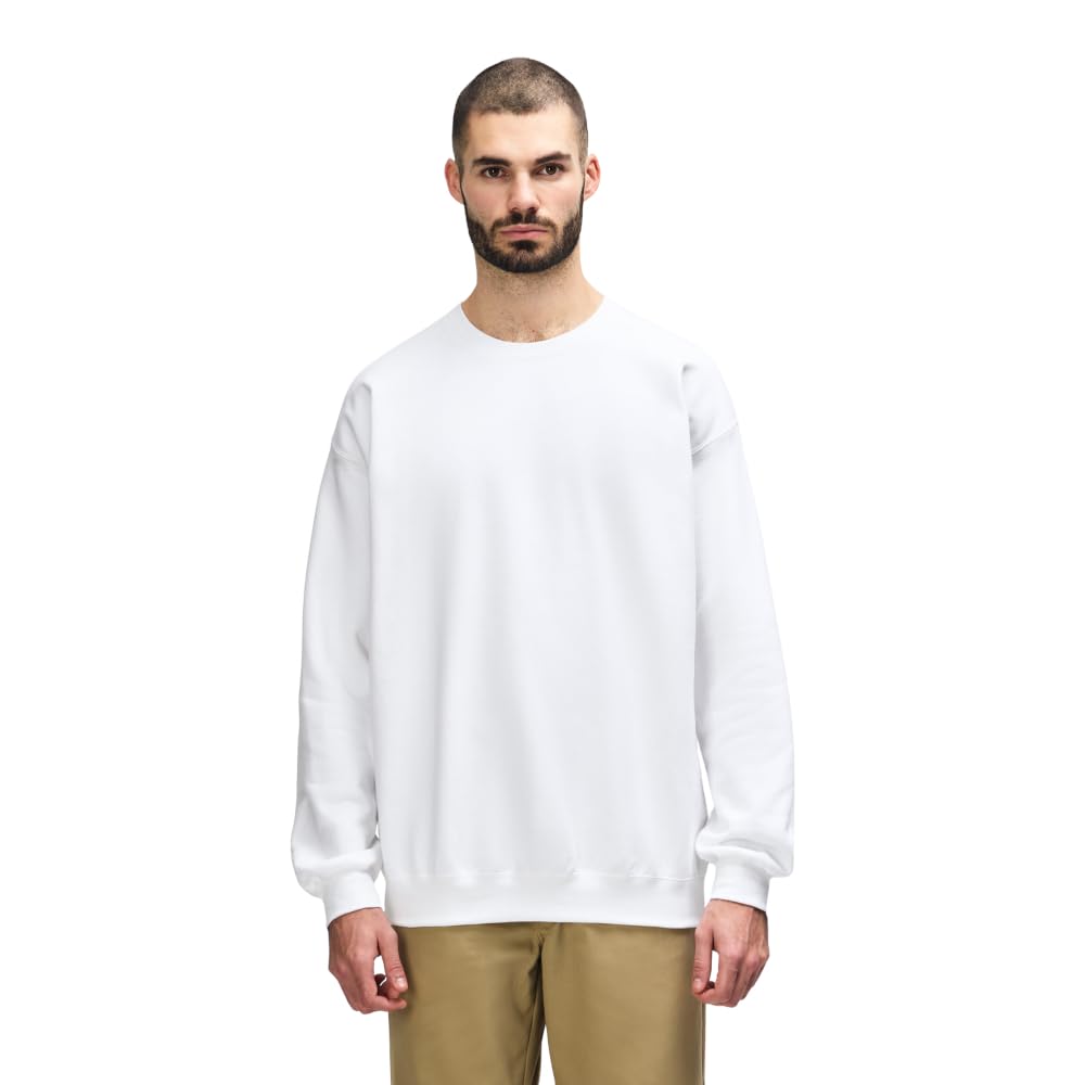 Gildan Mens Softstyle Crewneck Sweatshirt, White, L