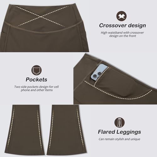 Girls' Leggings High Waisted Bell Bottoms Yoga Flare Pants for Athletic Causal with Pockets Black/Navy/Brown3