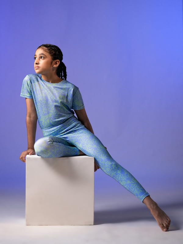 Image of Girl's Activewear Workout Set 2 Piece Athletic Sets Dry Fit Printed Tees And Leggings Yoga Running Dance 4-14Y