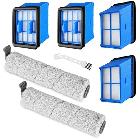 Accessory Kit Compatible with BISSELL CrossWave OmniForce Multi-Surface Wet Dry 3882 & 3883 Vacuum, Brush Rolls with Filter Replacement Parts, 2 Pack Roller Brushes, 4 Pack Filters Cover