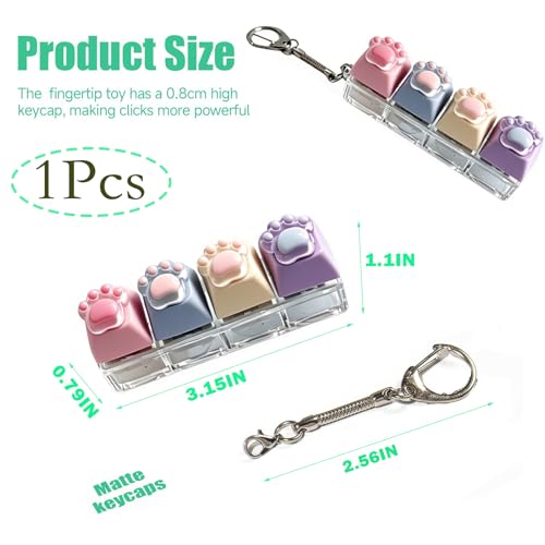 Image of Keyboard Fidget Toy, Four Key Mechanical Style Keychain with Snake Chain, Stress Relief Gadget for Office Workers and Students, Portable Anxiety Relief Tool for Commuting and Gaming