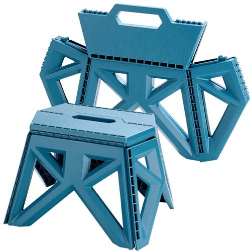 X-Haoware 9.2" Blue Collapsible Step Stool - Non-Slip, Hold Up
