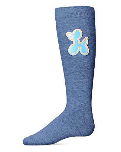 MeMoi Girls Iridescent Balloon Dog Cotton Blend Knee High Sock