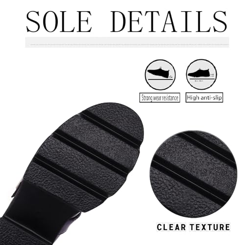 Women's Patent Leather Platform Mary Janes Pumps with Adjust Buckle Strap Fashion Closed Round Toe Wear-Resistant Lug Sole Chunky Heel Dressy Shoes for Party Date4