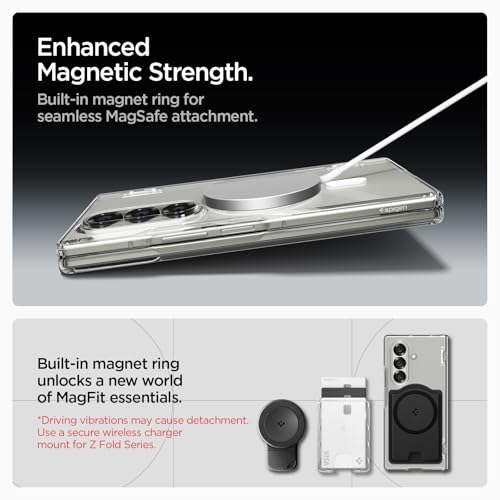 Image of Spigen Ultra Hybrid Pro MagFit | Samsung Galaxy Z Fold7 Case [MagSafe] [Transparent] [Hinge Protection] Galaxy Z Fold 7 Back Cover | TPU+PC - Clear White