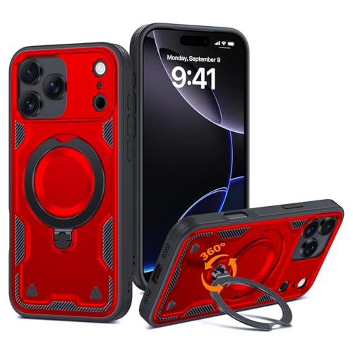 �Ή� iPhone 17 Pro �p �P�[�X 17 Pro �Ή� �ϏՌ� �ČRMIL�K�i �X�^���h�t�� Magnetic�Ή� ���C�����X�[�d�\ TPU+PC �u���b�N �� D637-ip17p-02