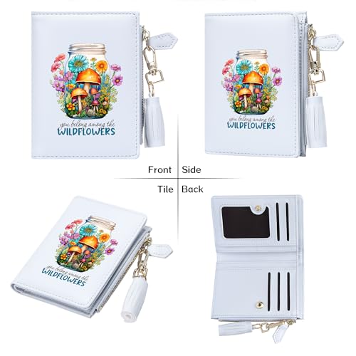 FEITH&FELLY Womens Wildflower Printed Small Wallet with ID Window and Zippered Coin Pocket Cute Wallet Gift for Women3