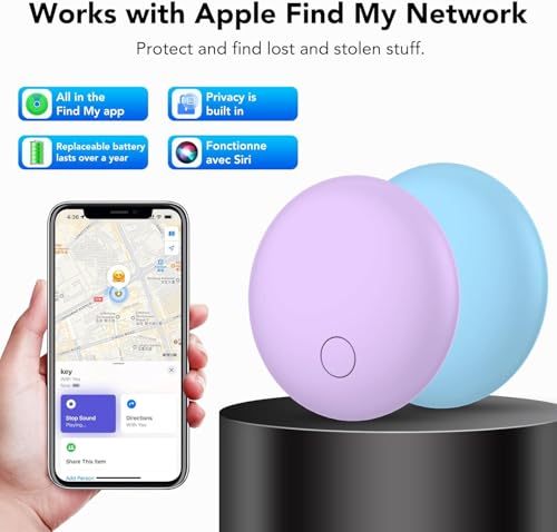 Image of Air Tracker Tags 4-Pack, Item Finders Work for Apple Find My APP(iOS Only) Tracker Tags for Keys, Luggage, Backpack etc,Replaceable Battery Last 1 Year, Loud Beep, IP68 Waterproof with Holder