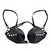 Women's Leather Bullet Cup Bra Body Harness Adjustable Brooch Buckle Punk Lingerie Bra Catwoman Costume(Black)