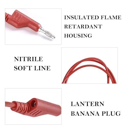 Image of 5PCS Stackable Banana to Banana Plug Test Leads 3.3ft /1m 1000V 15A Copper Flexible Stackable Cable Line Wire