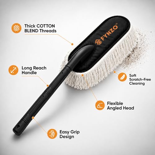 Image of Magnum Car Duster | Car Cleaning Brush Exterior with Largest Wax-Infused Cotton Head | Scratch-Free Car Dust Cleaner for Cars, SUVs & Bikes | Duster for Car Cleaning with Carrying Bag