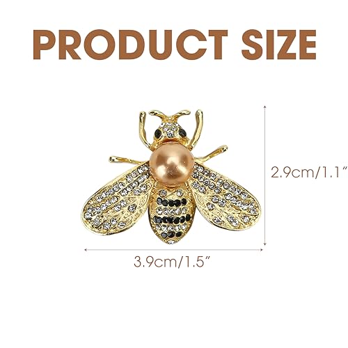 16 PCS Honey Bee Brooch Pins Bulk - Gold Designer Brooches for Women - Crystal Insect Themed with Faux Pearl - Fashion Lapel Gift for Birthday, Dating, Party, Anniversary2