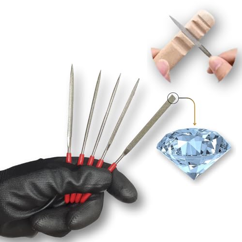 Kit Jogo Lima Agulha Diamantada 5 Peças Luthieria Artesanato Escultura Amolar Afiar Alicate Cuticula Cutelaria Precisão
