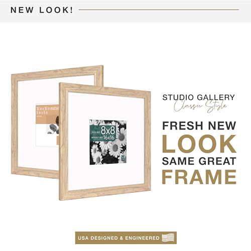 MCS Studio Gallery Classic 16x16 Picture Frame Natural Woodgrain, Vertical & Horizontal Wall Hanging Large Picture Frame for Photos, Posters & Art Prints (1-Pack)