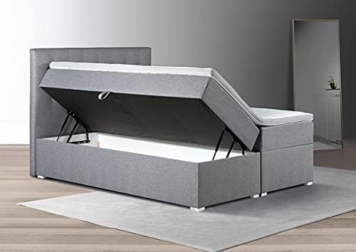 Tesla Dreams Adler Boxspringbett mit bettkasten 180x200 - Stauraum 1,00 m3,...