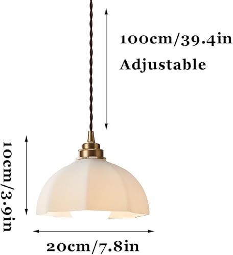 Miniatura 8 de Lámpara colgante, lámpara colgante de vidrio de latón en forma de cuenco japonés, patrón de fuente de luz E27, tira en V, lámpara colgante de
