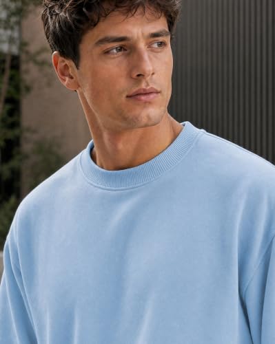 Image of Nobero Oversized Sweatshirts for Man Stylish Crew Neck | 280 GSM Rich Cotton Fleece Solid Oversized Fit Full Sleeve Sweatshirt for Men | Stylish Casual Wear Winter Sweatshirt for Men