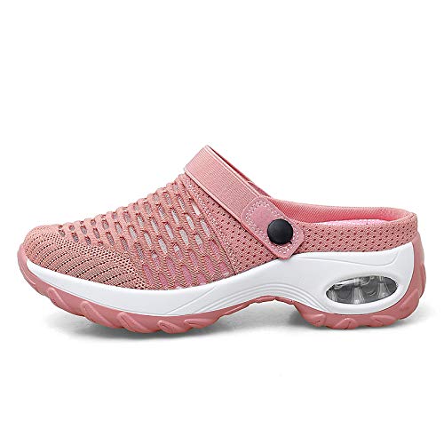 Image of Trsorini Mules Clogs for Women Summer Air Cushion Platform Mesh Mules Sneaker Sandals for Female Lightweight Beach Shoes Outdoor Slippers Walking Shoes