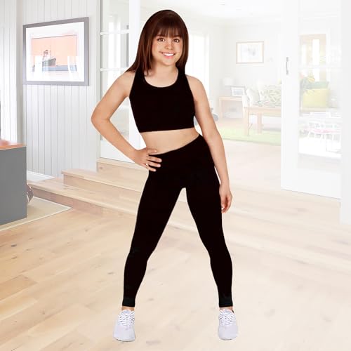 Girls' Leggings 3-Pack Cotton Basic Toddlers Leggings for Kids - Breathable & Safety Ultra-Soft Modal Cotton Leggings4