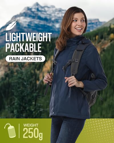 33,000Ft Women'S Rain Jacket Waterproof Lightweight Packable Raincoat With Hood For Golf Hiking Travel Windbreaker thumb #1