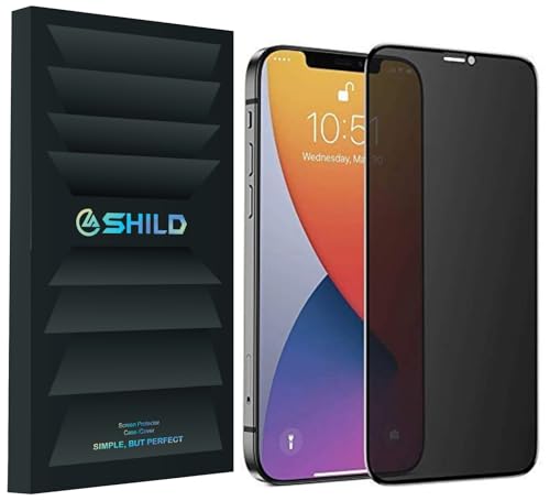 Image of SHILD Privacy Tempered Glass Compatible for iPhone 12 /12 Pro (Black) Edge to Edge Coverage with Easy Installation kit, Anti-Spy Tempered Glass Privacy Screen Protector