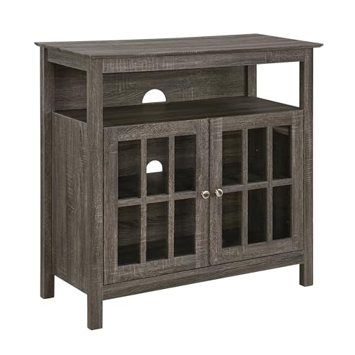 Convenience Concepts Big Sur Highboy TV Stand 36' - Modern Entertainment Center For TVs up to 40', Storage Cabinet for Dining, Living Room, & Entryway, Console Hall Table with Shelves, Weathered Gray