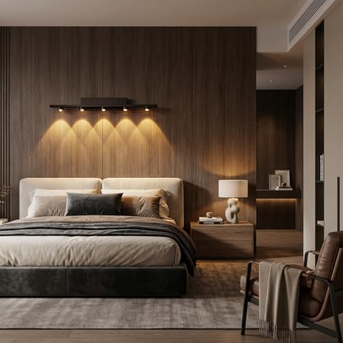 Image of Modern Mirror Light with 5 LED Heads | 3 Color LED Wall Light for Bathroom & Living Room | Metal Wall Mount Vanity Light Fixture for Home Decoration | Indoor Use Only