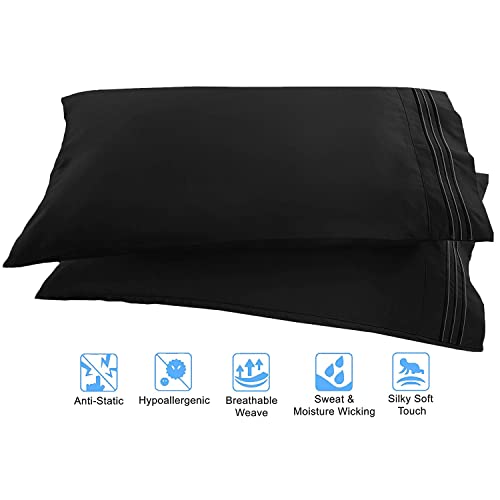 Elegant Comfort 1500 Thread Count Wrinkle & Fade Resistant Egyptian Quality 4-Piece Bed Sheet Set Ultra Soft Luxurious Set includes Flat Sheet, Fitted Sheet and 2 Pillowcases, Full, Blackout - image 2