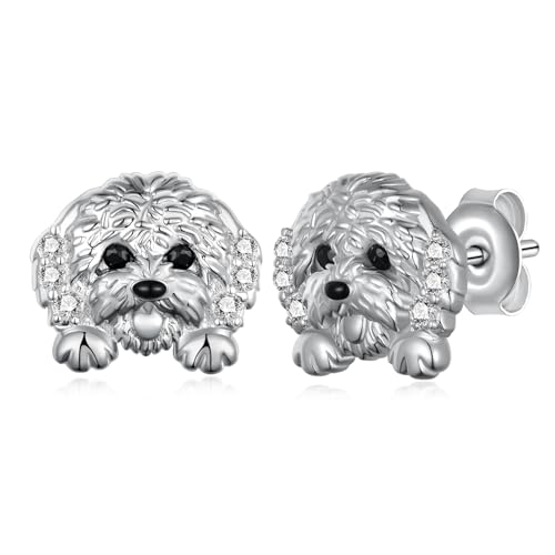 Sterling Silver Dog Stud Earrings - Border Collie, Dachshund, Doberman, Boston Terrier, Dalmatian, Bichon Frise, Beagle, Cavalier King Charles Spaniel Dog Lover Gifts for Women