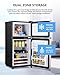 Iorbur FLS-90-SILVER 4.0Cu.Ft Compact Refrigerator, Small Refrigerator with freezer, Retro Fridge with Dual Door, 7 Level Adjustable Thermostat for Garage, Dorm,Bedroom, Office, Apartment