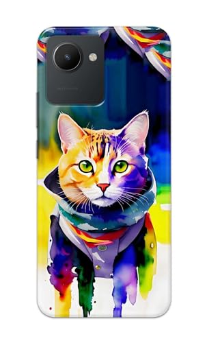 Image of Printed Hard Back Cover for Realme Narzo 50i Prime Back Cover (Coloured Cat) -190724(EA)