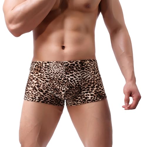 Drelaar Stilvolle Herren-Unterhose mit Leopardenmuster, braun, L