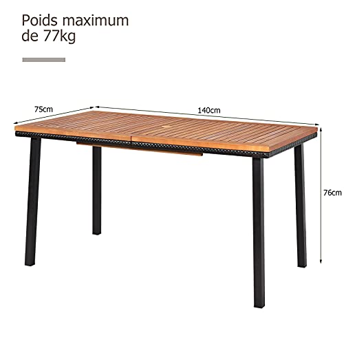 Table de jardin en bois premium GOPLUS avec insert parasol - 4