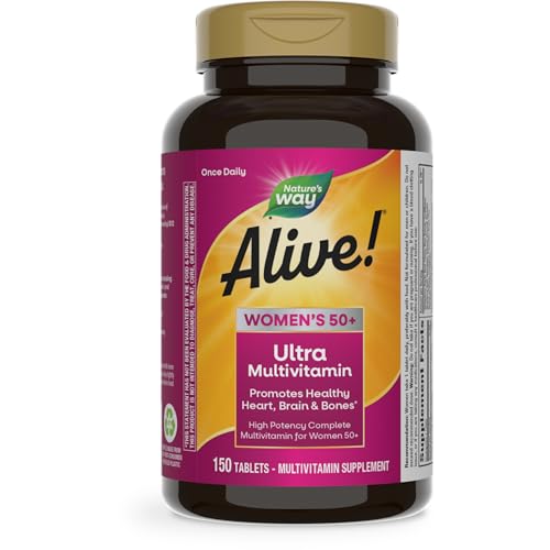 Nature’s Way Alive! Vitamins for Women 50 Plus, Complete Multivitamin, High Potency Formula, with Methylated B12, Gluten-Free, 150 Tablets