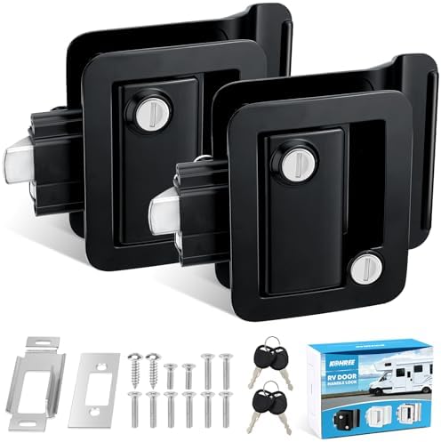 2X Black RV Paddle Entry Door Lock Latch Handle Knob Deadbolt - Foto 3