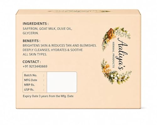 Image of Aaliya's Herbal Products Kesar Goat Milk Soap, Nourishing, Brightening, Natural, Handmade, for All Skin Types