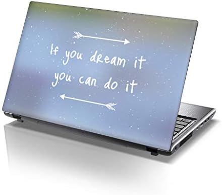 TaylorHe 15.6 inch 15 inch Laptop Skin Vinyl Decal with Colorful Patterns and Leather Effect Laminate MADE IN England Dream it Do it Slogan