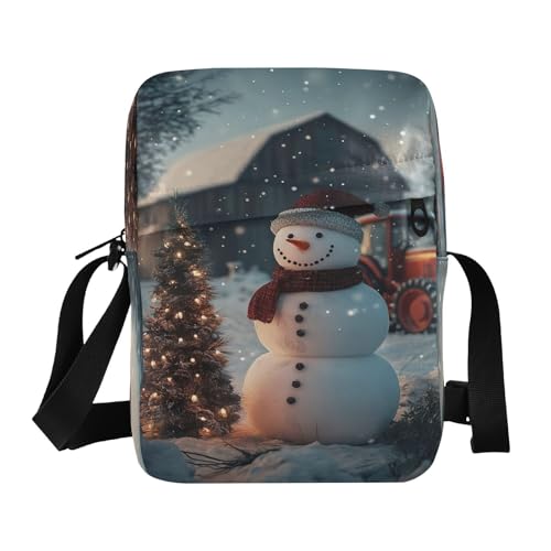 Crossbody Bag Christmas Snowman Winter Messenger Bag for Women Men Purse Shoulder Bag Satchel Bag with Adjustable Strap 202b6837
