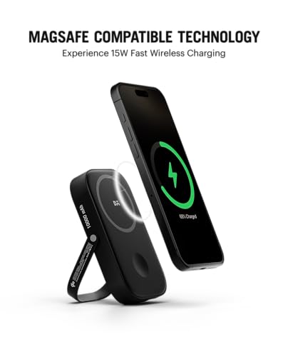 Image of DailyObjects Loop Qi2-Certified 10000 mAh Fast Charging MagSafe-Compatible Wireless Aluminium Power Bank - Black Compatible with iPhone 16, 15,14,13,12 Series | Multi-Layer chipset for Protection