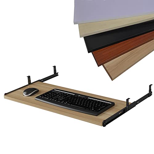 Bandeja deslizante para teclado con soporte de muñeca, bandeja de teclado de madera en 5 colores, cajón para teclado debajo del escritorio, para aliviar el estrés muscular, 55 cm de longitud, color