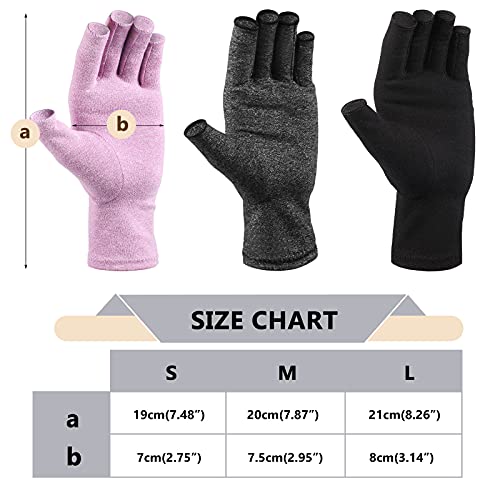 Image of 3 Pairs Craft Gloves Hands Compression Gloves Fingerless Pressure Gloves Joint Relief Hand Gloves for Quilting Support Sewing Knitting Typing Household Duties (L, Gray)