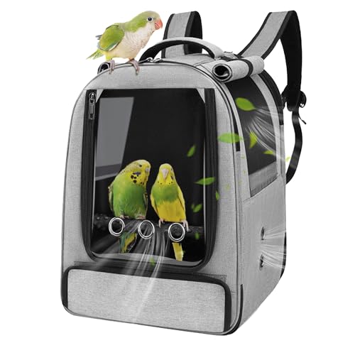 Bird Backpack Carrier,Bird Travel cage Backpack with Tray and Standing Perch,Feeding Tank,Waterproof pad,Used for Parakeets,hornbirds,Lovebirds,Small and Medium-Sized Bird