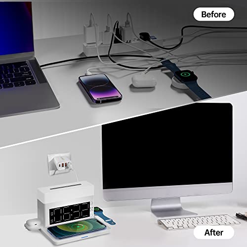 Image of Wireless Charging Station with 65W USB C Charger, 6 in 1 Alarm Clock Magnetic Touch Night Light 15W Fast Charging Stand Compatible with iPhone 15 /14 /13 /12 /11 /XS Samsung Galaxy AirPods & Apple Watch