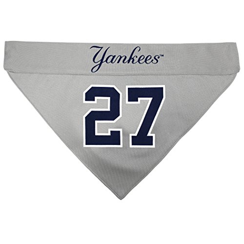 Image of MLBPA Reversible Dog Bandana - Giancarlo Stanton #27 Pet Bandana - MLB New York Yankees Home & Away Bandanna, Large /X-Large