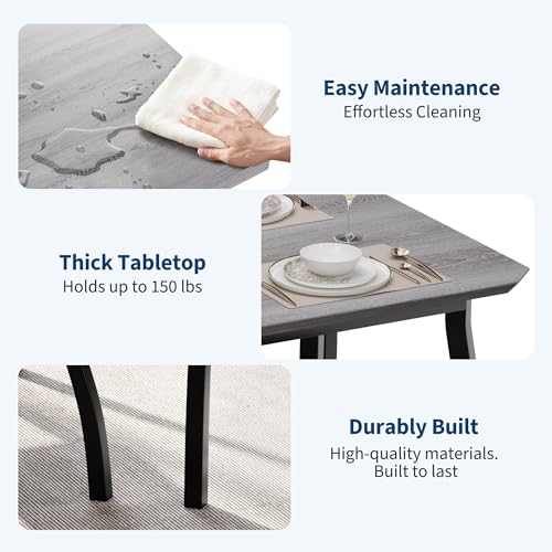 GAOMON Dining Table Set for 4, Metal Frame Kitchen, 3 Piece Dining Room Table Furniture for Apartment, Studio, Home, Easy Assembly, Grey